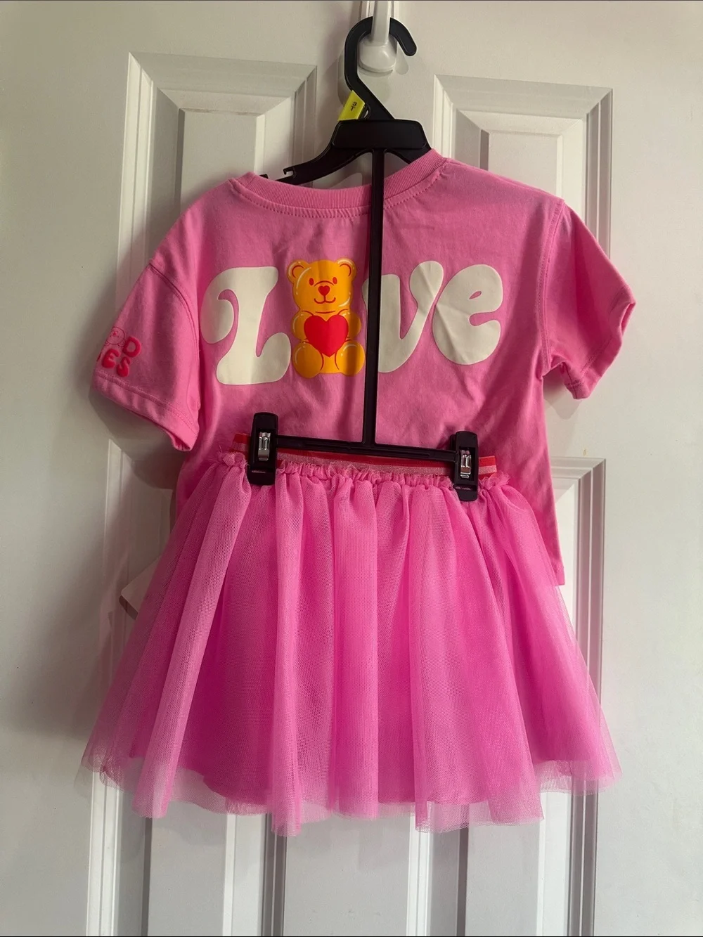 NEW Pink Short Sleeve Teddy Tee Dress with Yellow Bow size 3T